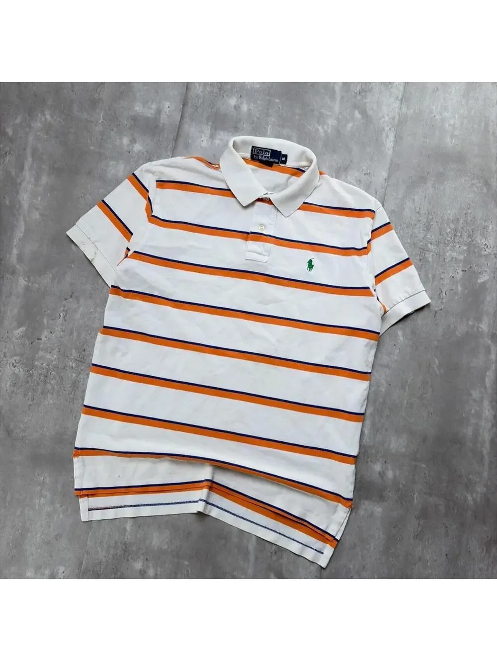 Vintage Polo Ralph Lauren Orange Striped Skater Polo Shirt